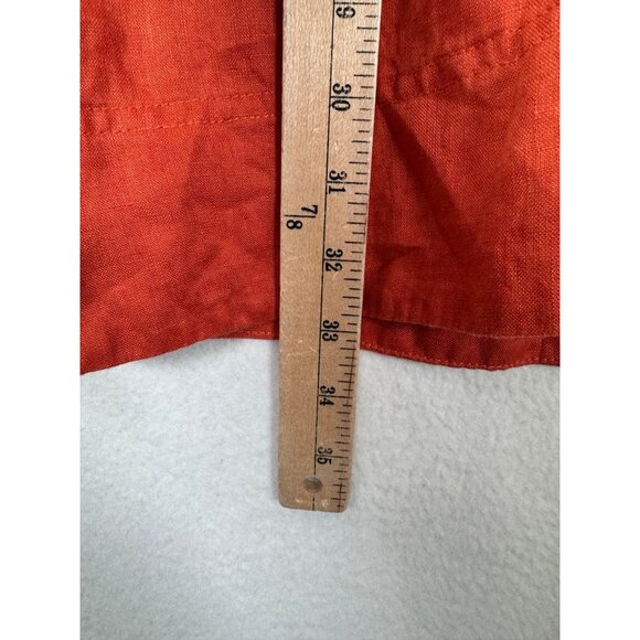 J.Jill Roll Tab Sleeve Orange tunic button down Linen shirt sz M - Picture 6 of 6